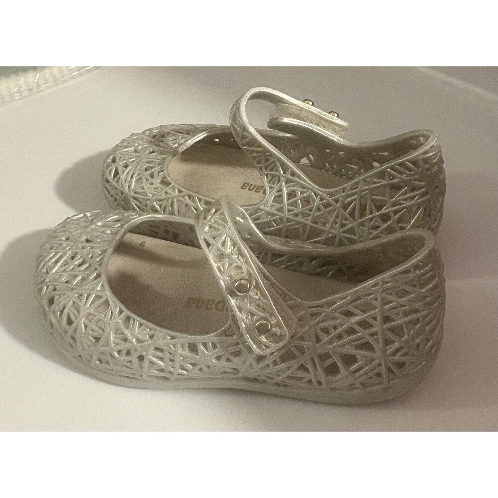 Mini Melissa Campana Jelly Flats For Toddlers Size 6US In Silver